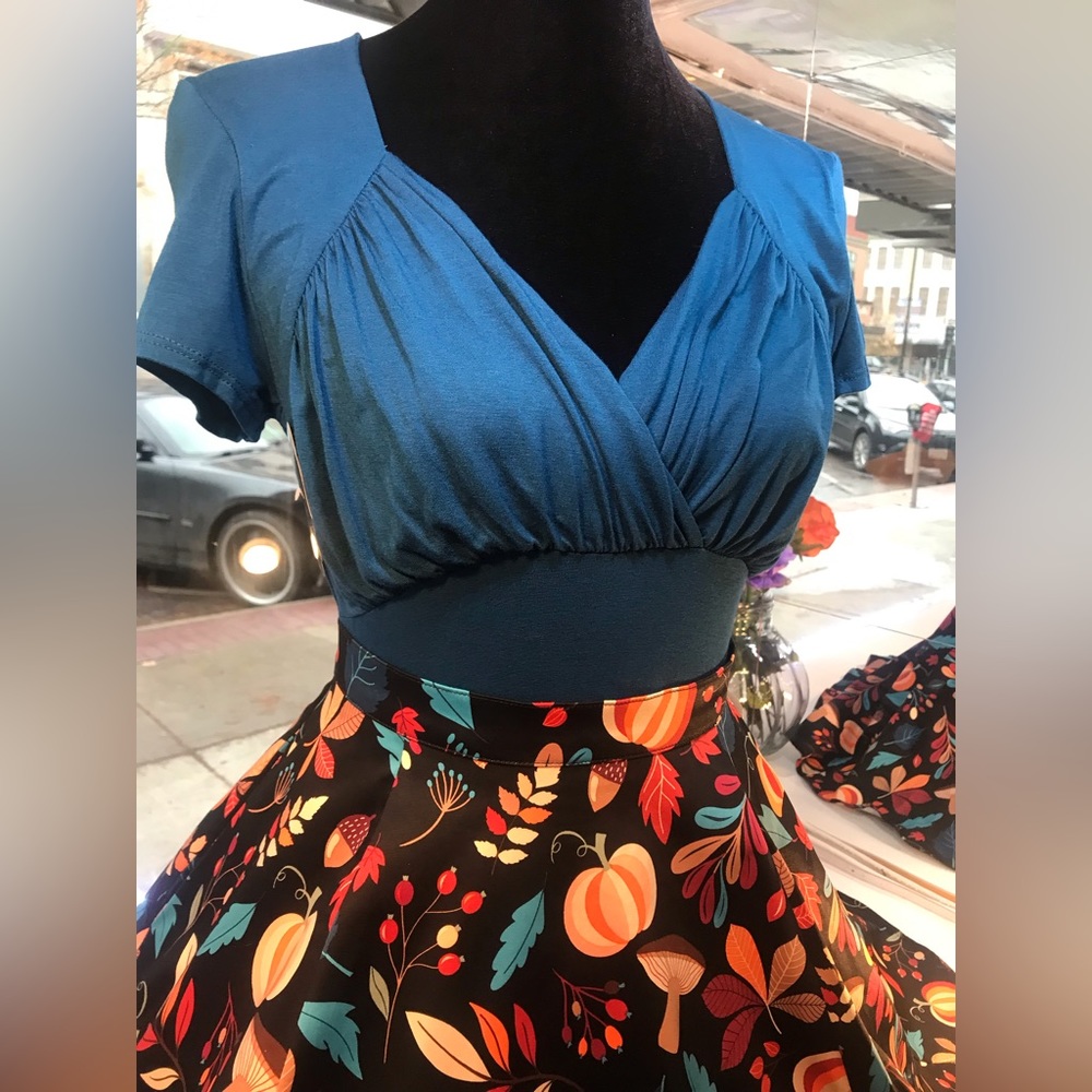 Surplice Front Shirred Bust Blouse Top Peacock Teal Blue New